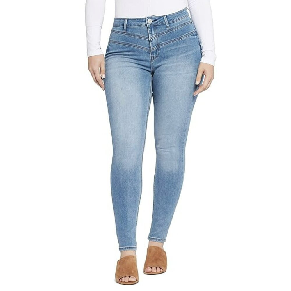 NWT SEVEN7 Women's High Rise Chevron Details Denim Skinny Ankle Jeans - Picture 2 of 7